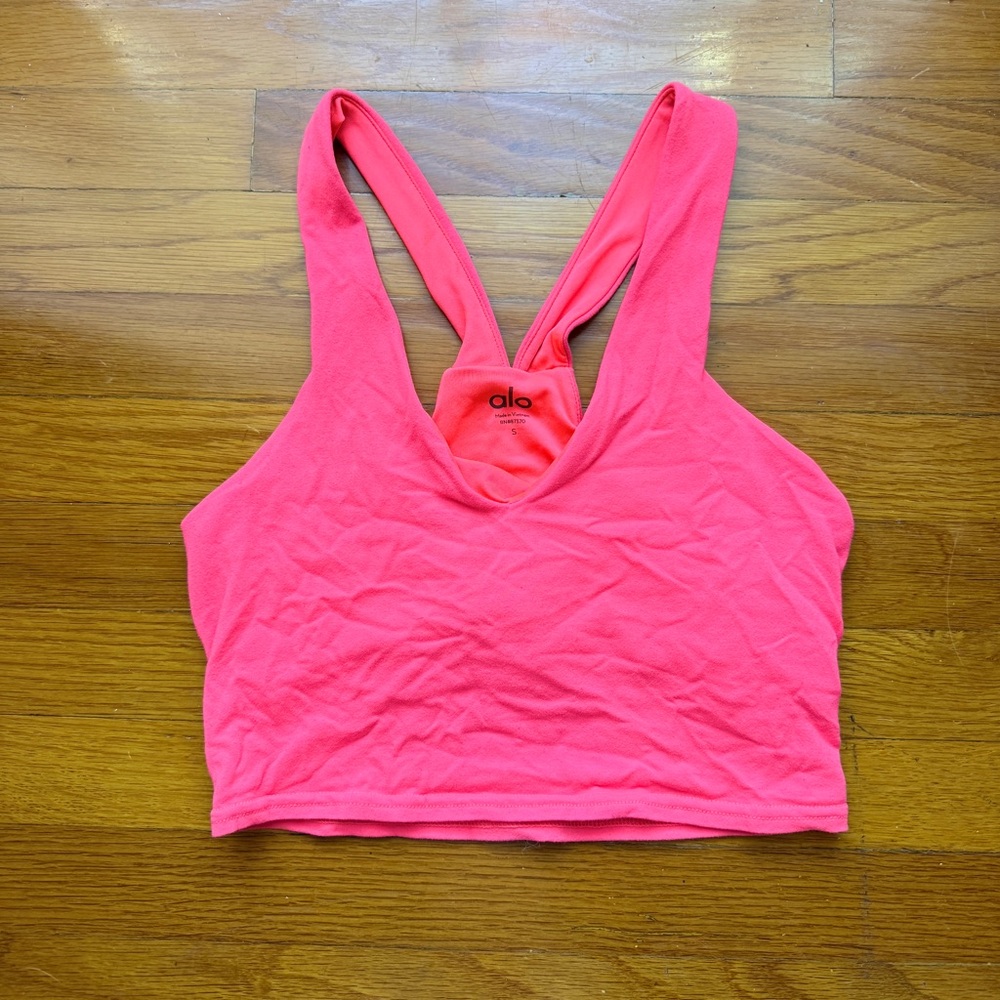 alo yoga pink airbrush real sports bra top